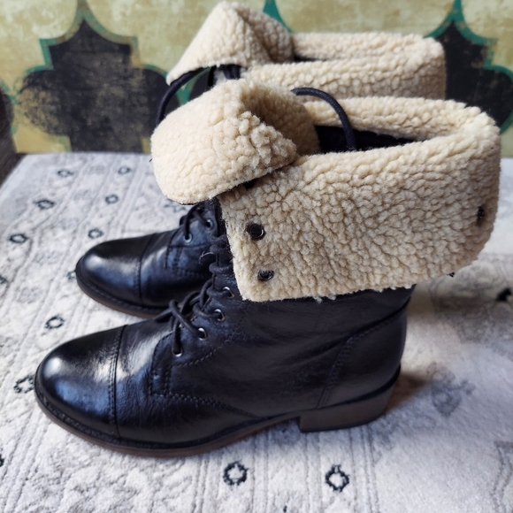 Steve Madden Leather & Faux Fur Combat Boots - Picture 5 of 9